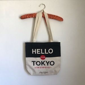 Shisiedo hello from Tokyo canvas tote back
